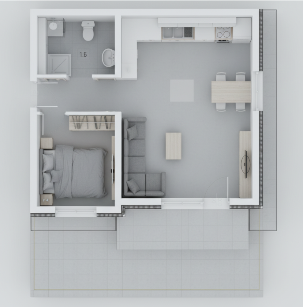 Wizualizacja 3D Mieszkania M1